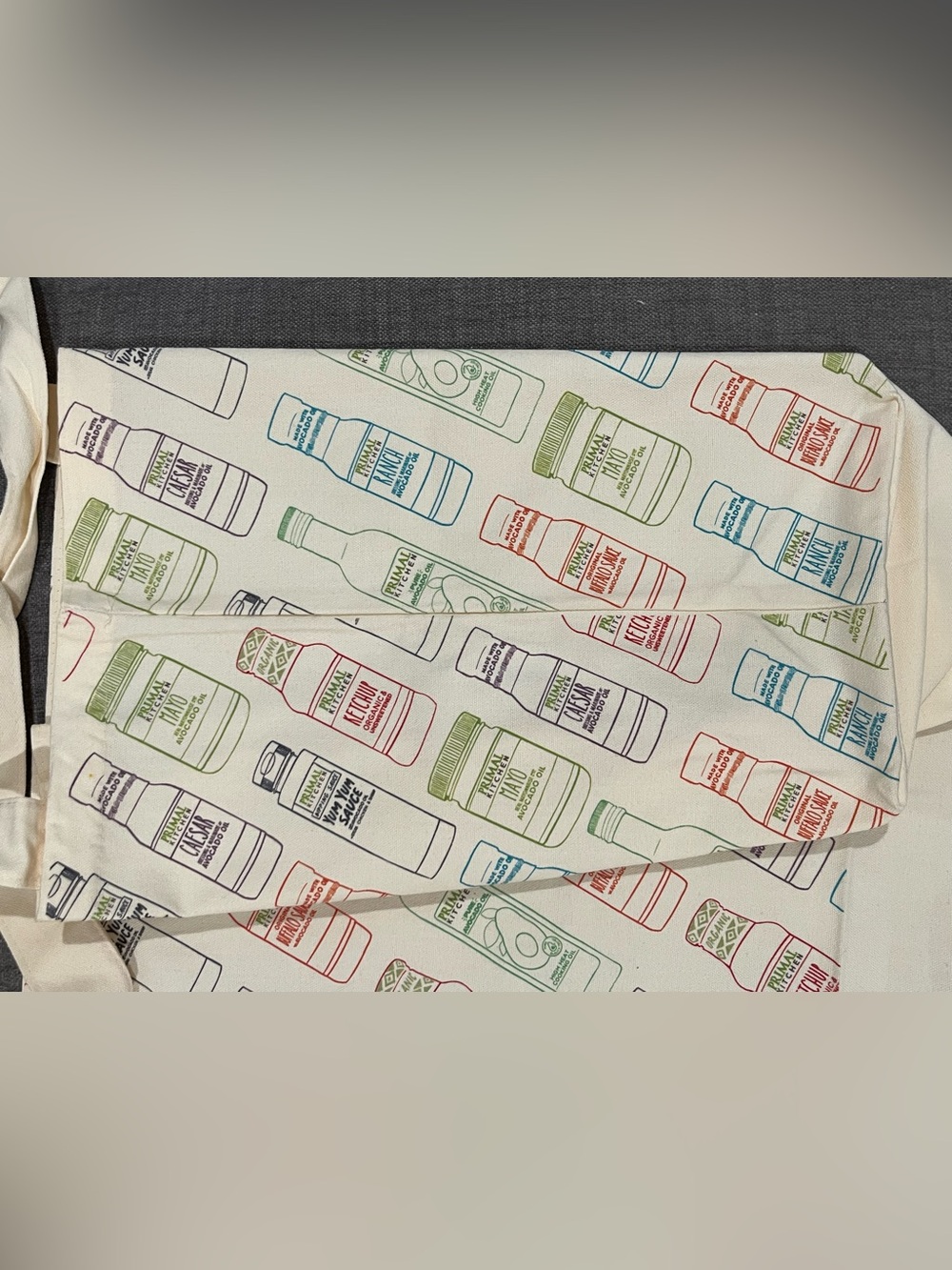 Cream kitchen Tote Bag with Multicolor Bottle Print - Picture 4 of 4